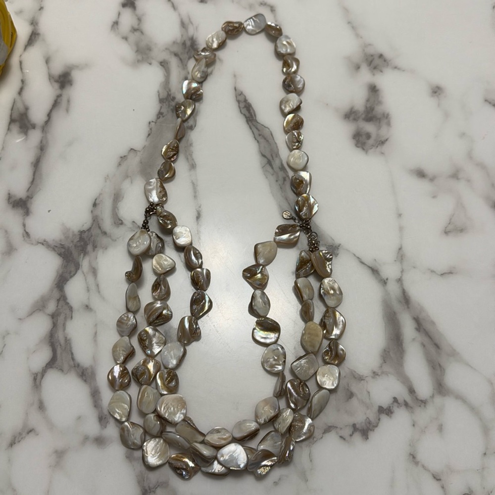 Used, excellent condition: Barse mother of pearl necklace, silver hardware